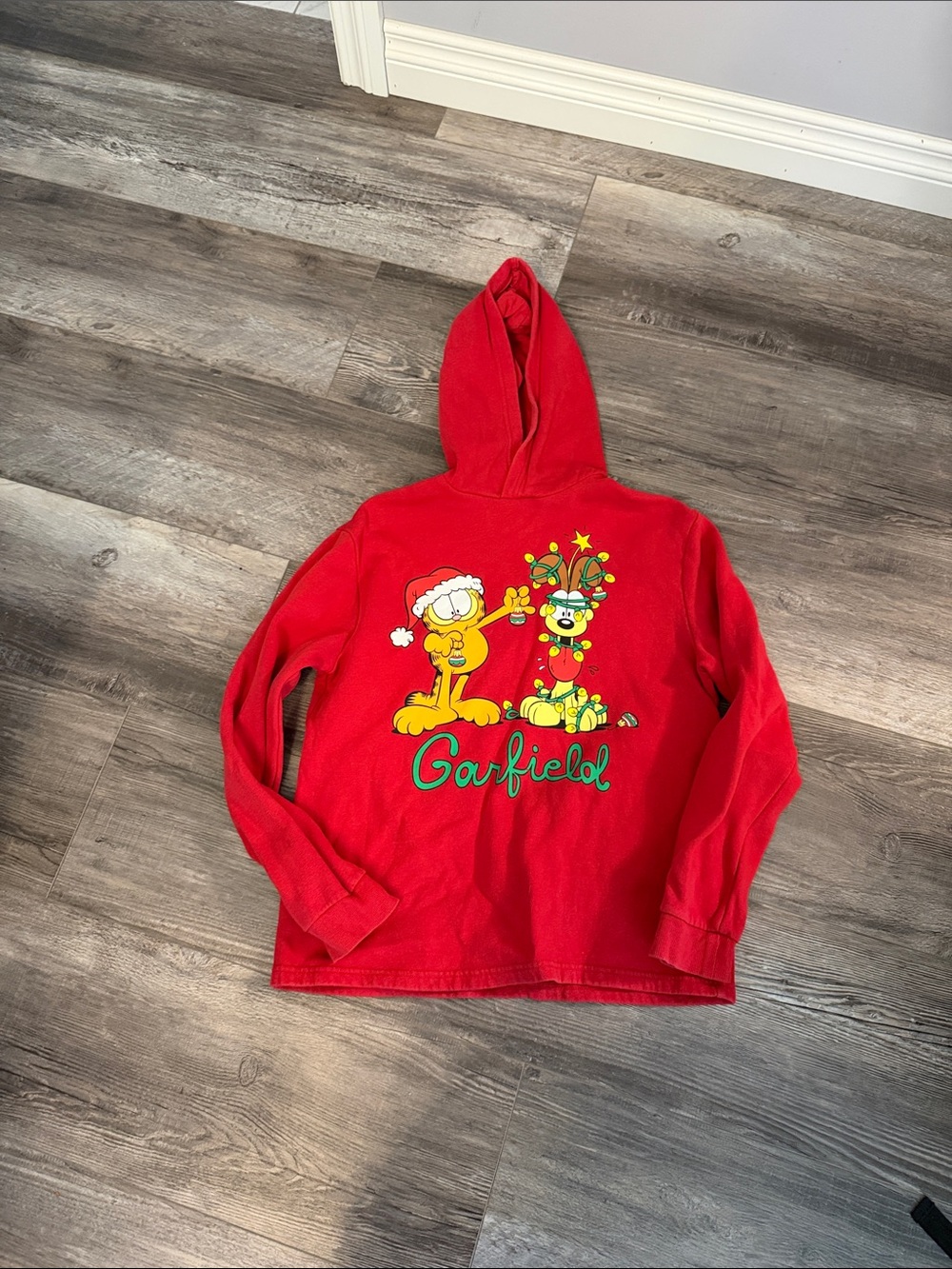 H&M Garfield Kids' Red Holiday Graphic Hoodie